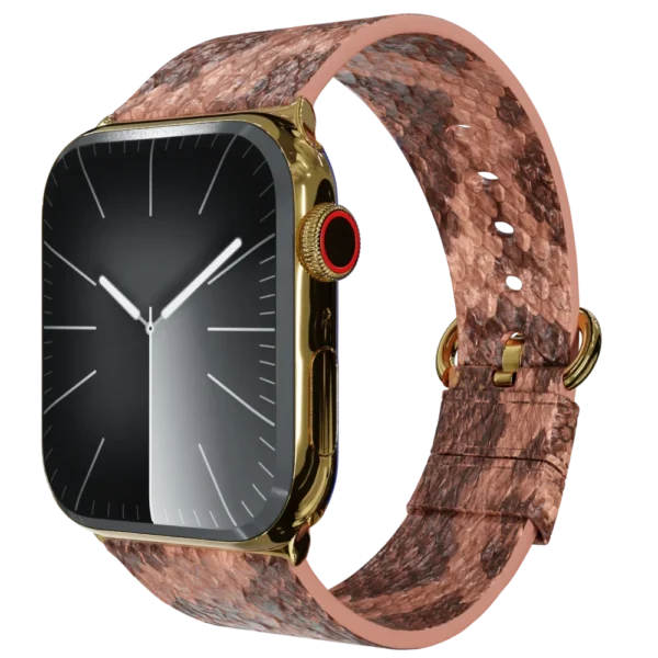 Gold Apple Watch 10 with Brown Python Strap.webp