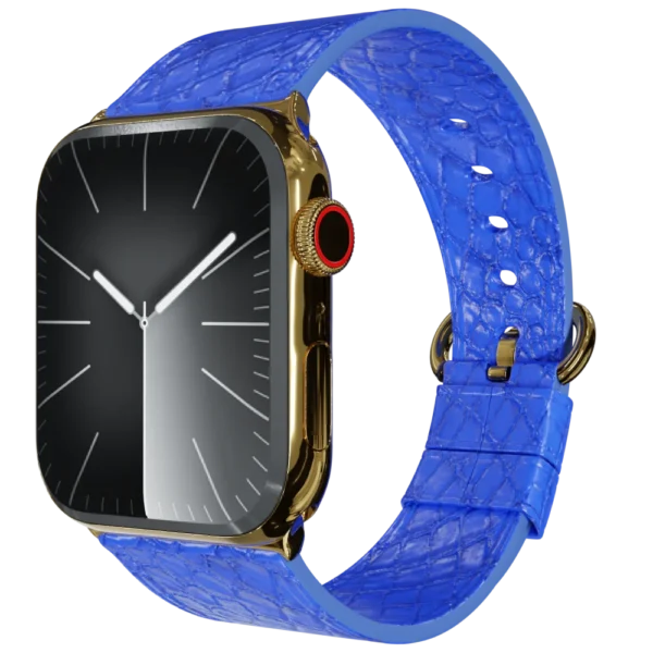 Gold Apple Watch 9 with Blue Python Strap 3.webp