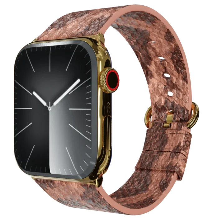 Gold Apple Watch 11 with Brown Python Strap.webp