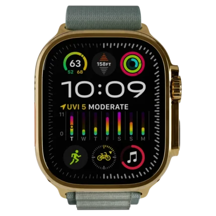 Ultra 2 Watch with Green Ocean Band 24k Gold Customize.webp