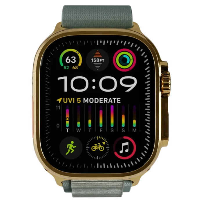 Ultra 2 Watch with Green Ocean Band 24k Gold Customize.webp