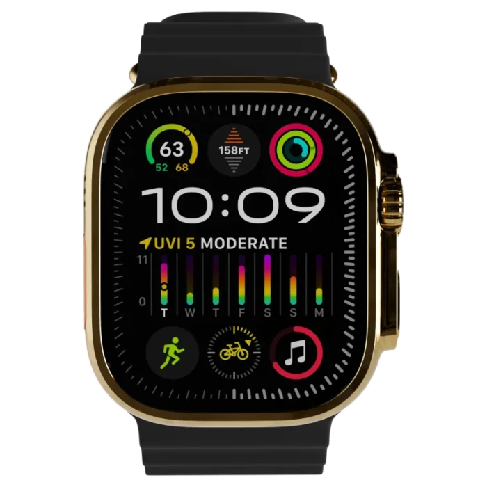 Ultra 3 Watch with Black Ocean Band 24k Gold Customize.webp