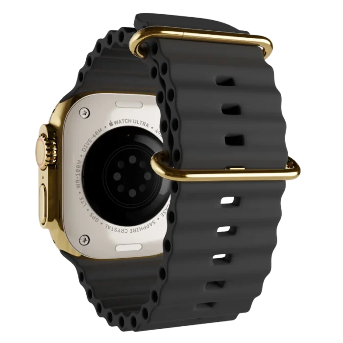 Ultra 3 Watch with Black Ocean Band 24k Gold Customized back 1.webp