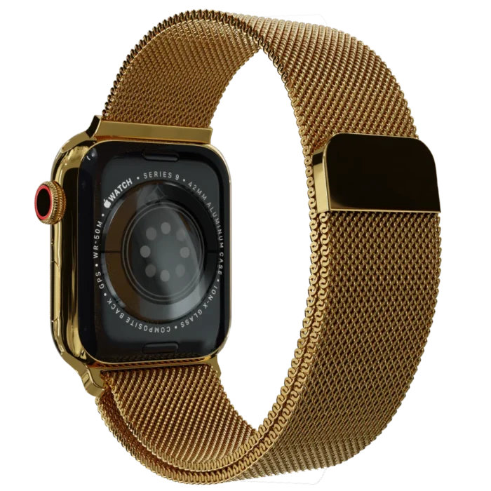 gold apple watch 11 with milanese strap 2.webp